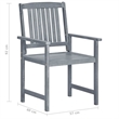 vidaXL Patio Chairs with Cushions 2 pcs Gray Solid Acacia Wood
