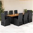 vidaXL 9 Piece Patio Dining Set with Cushions Black Poly Rattan