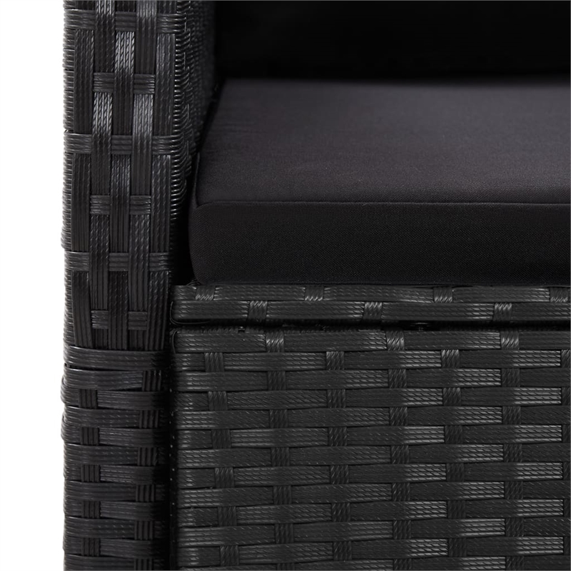 vidaXL 9 Piece Patio Dining Set with Cushions Black Poly Rattan