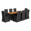 vidaXL 9 Piece Patio Dining Set with Cushions Black Poly Rattan