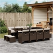 vidaXL 13 Piece Patio Dining Set with Cushions Brown Poly Rattan