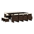 vidaXL 13 Piece Patio Dining Set with Cushions Brown Poly Rattan