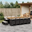 vidaXL 15 Piece Patio Dining Set with Cushions Black Poly Rattan