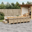vidaXL 17 Piece Garden Dining Set with Cushions Beige Poly Rattan