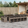 vidaXL 15 Piece Patio Dining Set with Cushions Gray Poly Rattan