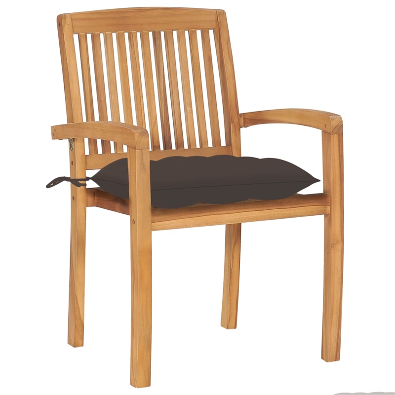 vidaXL Patio Chairs 2 pcs with Taupe Cushions Solid Teak Wood