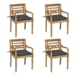 vidaXL Batavia Chairs with Cushions 4 pcs Solid Teak Wood