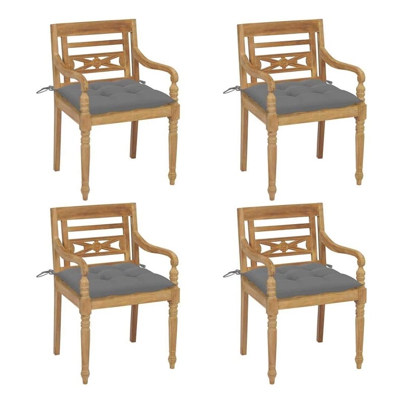 vidaXL Batavia Chairs with Cushions 4 pcs Solid Teak Wood