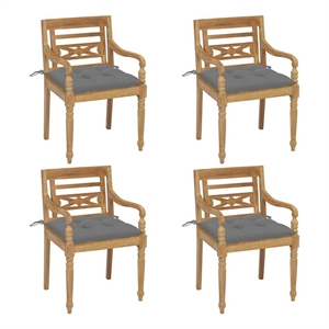 vidaXL Batavia Chairs with Cushions 4 pcs Solid Teak Wood