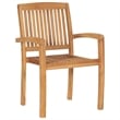 vidaXL Stacking Patio Chairs with Cushions 8 pcs Solid Teak Wood