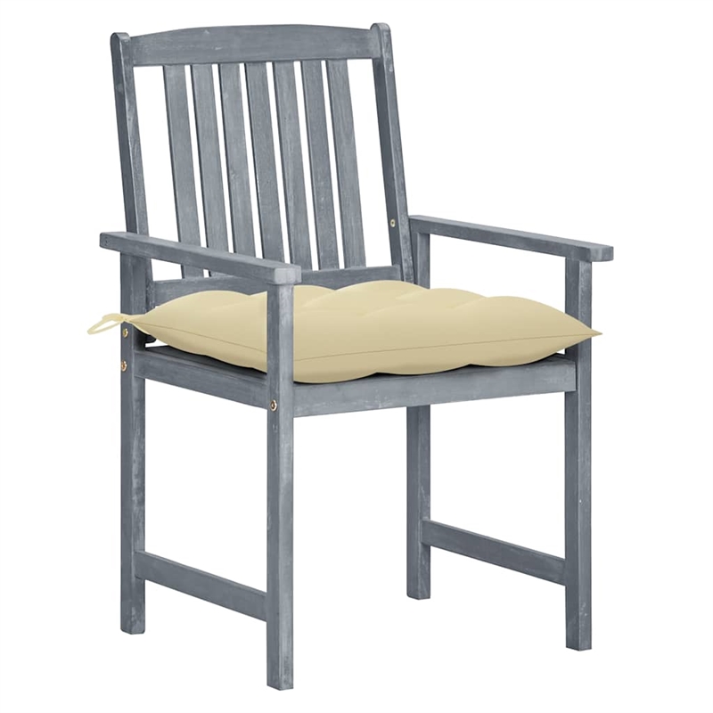 vidaXL Patio Chairs with Cushions 2 pcs Gray Solid Acacia Wood