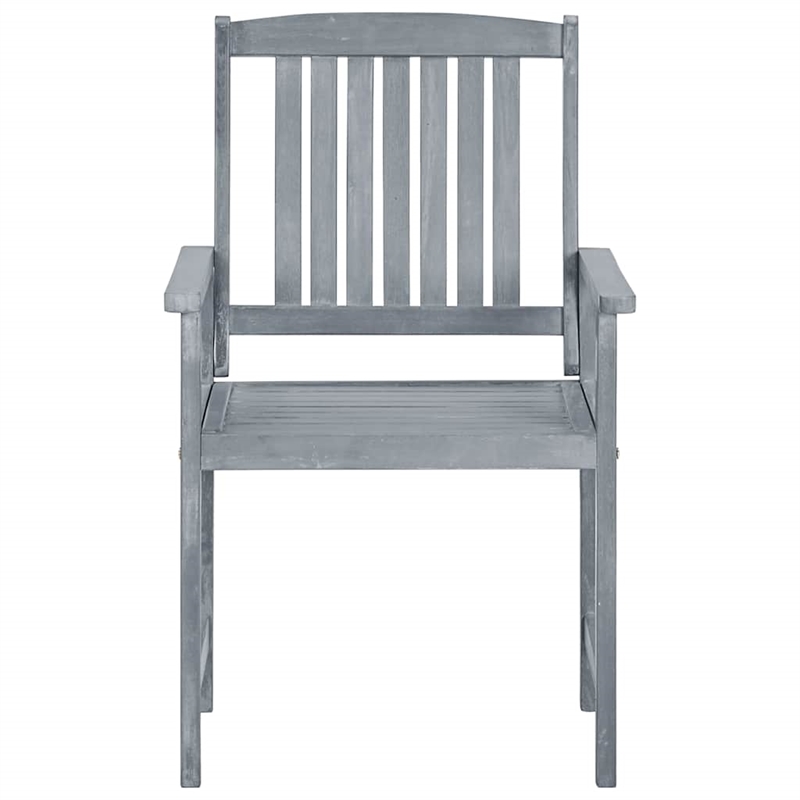 vidaXL Patio Chairs with Cushions 2 pcs Gray Solid Acacia Wood