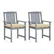 vidaXL Patio Chairs with Cushions 2 pcs Gray Solid Acacia Wood