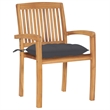 vidaXL Patio Chairs 2 pcs with Anthracite Cushions Solid Teak Wood
