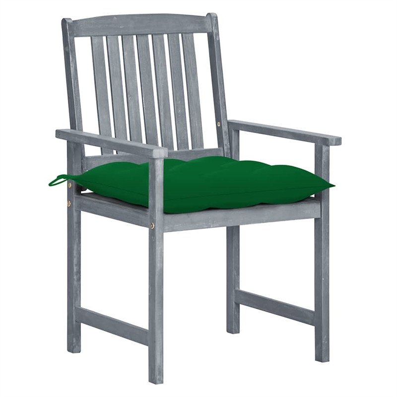 vidaXL Patio Chairs with Cushions 2 pcs Gray Solid Acacia Wood