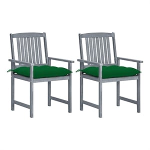 vidaXL Patio Chairs with Cushions 2 pcs Gray Solid Acacia Wood