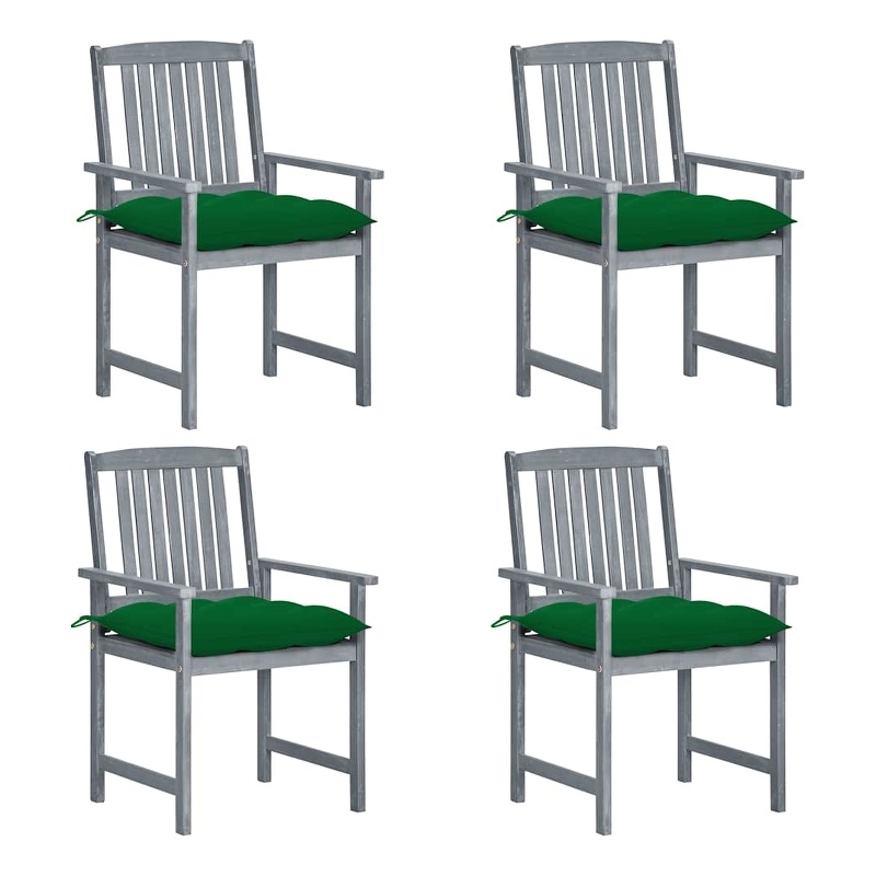 vidaXL Patio Chairs with Cushions 4 pcs Gray Solid Acacia Wood