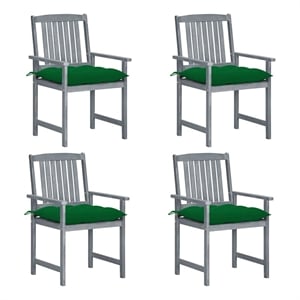vidaXL Patio Chairs with Cushions 4 pcs Gray Solid Acacia Wood