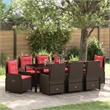 vidaXL Garden Dining Set 9 pcs Brown Poly rattan