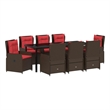 vidaXL Garden Dining Set 9 pcs Brown Poly rattan