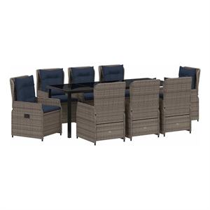 vidaXL Garden Dining Set 9 pcs Gray Poly rattan