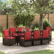 vidaXL Garden Dining Set 9 pcs Brown Poly Rattan
