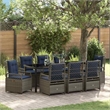 vidaXL Garden Dining Set 9 pcs Grey Poly Rattan