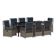 vidaXL Garden Dining Set 9 pcs Grey Poly Rattan
