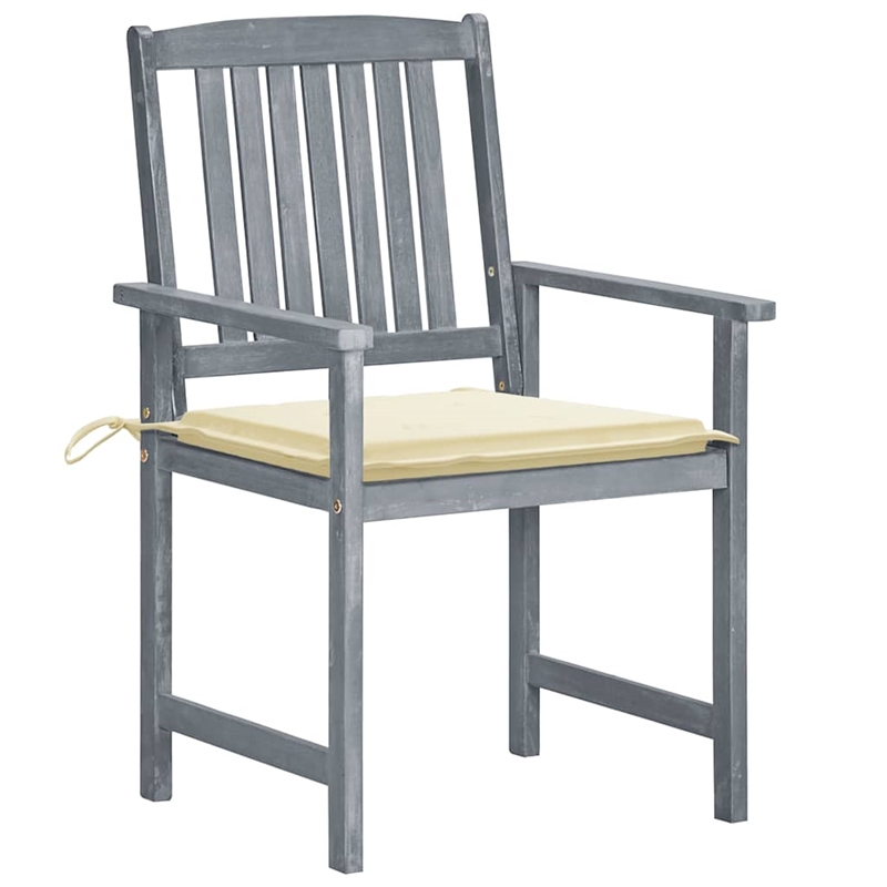 vidaXL Patio Chairs with Cushions 8 pcs Solid Acacia Wood Gray