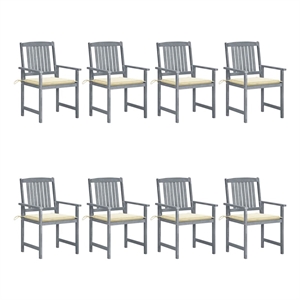 vidaXL Patio Chairs with Cushions 8 pcs Solid Acacia Wood Gray