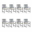 vidaXL Patio Chairs with Cushions 8 pcs Solid Acacia Wood Gray