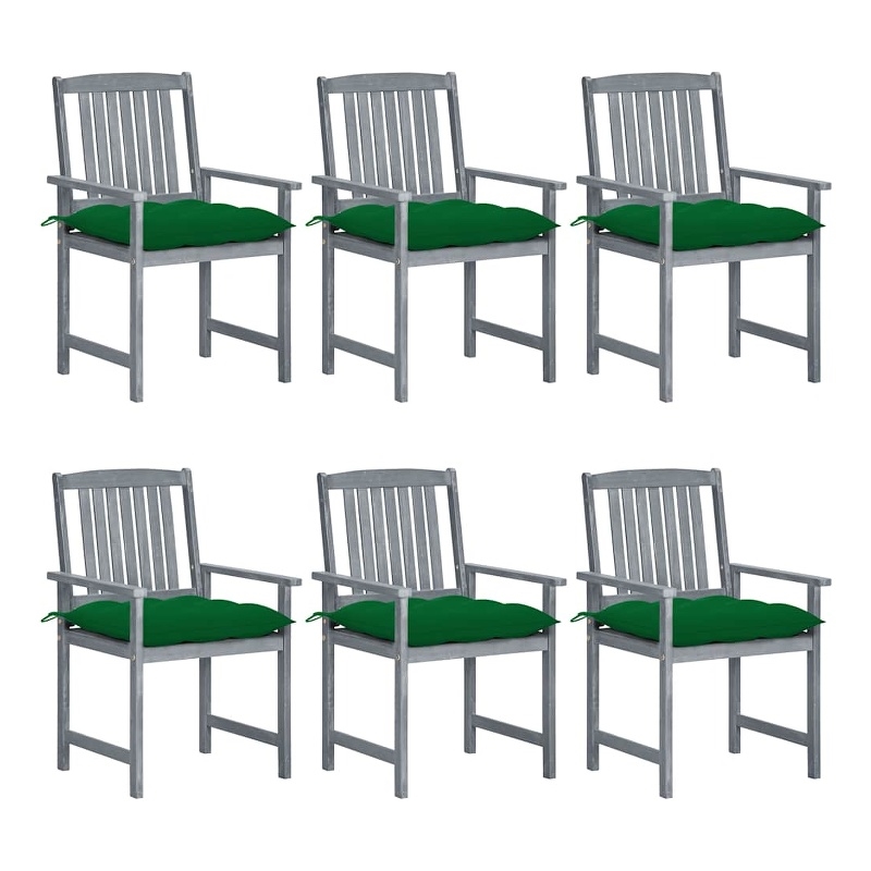 vidaXL Patio Chairs with Cushions 6 pcs Solid Acacia Wood Gray
