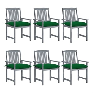 vidaXL Patio Chairs with Cushions 6 pcs Solid Acacia Wood Gray