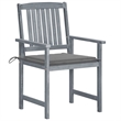 vidaXL Patio Chairs with Cushions 8 pcs Solid Acacia Wood Gray