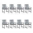 vidaXL Patio Chairs with Cushions 8 pcs Solid Acacia Wood Gray