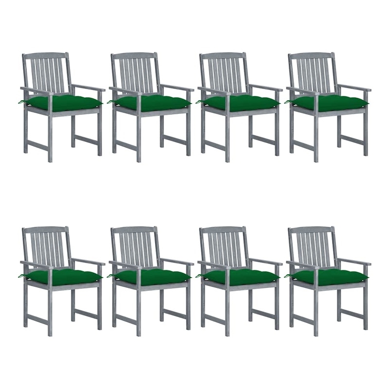 vidaXL Patio Chairs with Cushions 8 pcs Solid Acacia Wood Gray