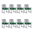 vidaXL Patio Chairs with Cushions 8 pcs Solid Acacia Wood Gray