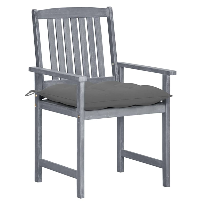 vidaXL Patio Chairs with Cushions 2 pcs Gray Solid Acacia Wood