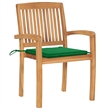 vidaXL Patio Chairs 2 pcs with Green Cushions Solid Teak Wood