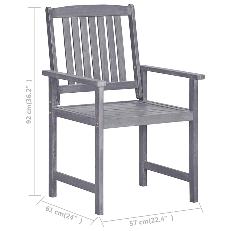 vidaXL Patio Chairs with Cushions 4 pcs Gray Solid Acacia Wood