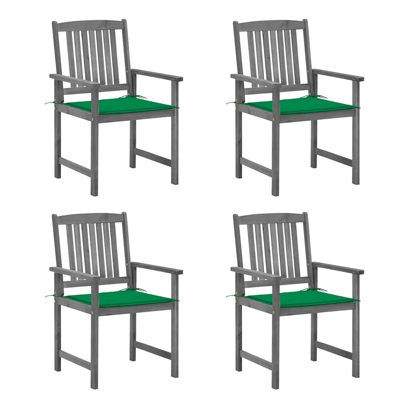 vidaXL Patio Chairs with Cushions 4 pcs Gray Solid Acacia Wood