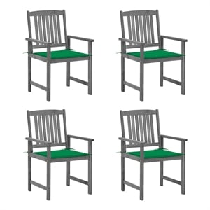 vidaXL Patio Chairs with Cushions 4 pcs Gray Solid Acacia Wood