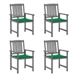 vidaXL Patio Chairs with Cushions 4 pcs Gray Solid Acacia Wood