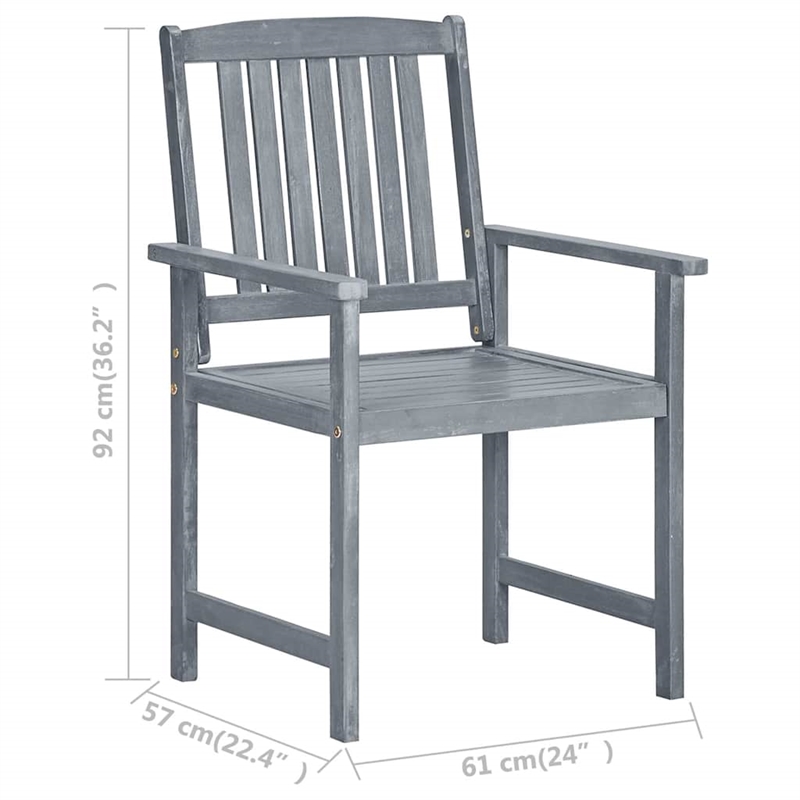 vidaXL Patio Chairs with Cushions 4 pcs Gray Solid Acacia Wood