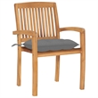 vidaXL Patio Chairs 2 pcs with Gray Cushions Solid Teak Wood