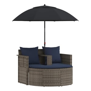 vidaXL Garden Sofa 8 pcs Poly Rattan Grey and Navy Blue