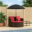 vidaXL Garden Sofa Brown and Red 66.14 x 66.14 x 70.87 in Poly Rattan