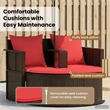 vidaXL Garden Sofa Brown and Red 66.14 x 66.14 x 70.87 in Poly Rattan