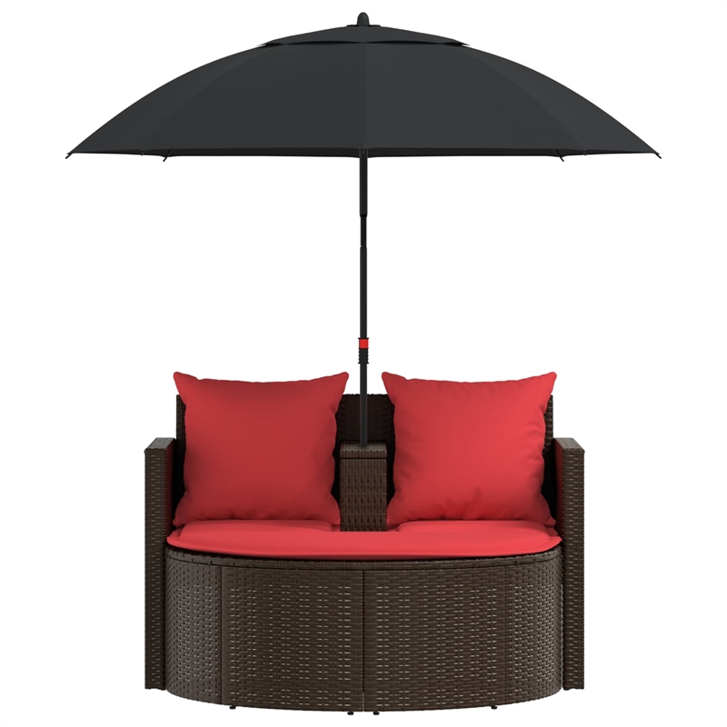 vidaXL Garden Sofa Brown and Red 66.14 x 66.14 x 70.87 in Poly Rattan