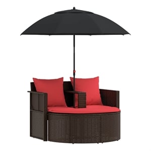 vidaXL Garden Sofa Brown and Red 66.14 x 66.14 x 70.87 in Poly Rattan